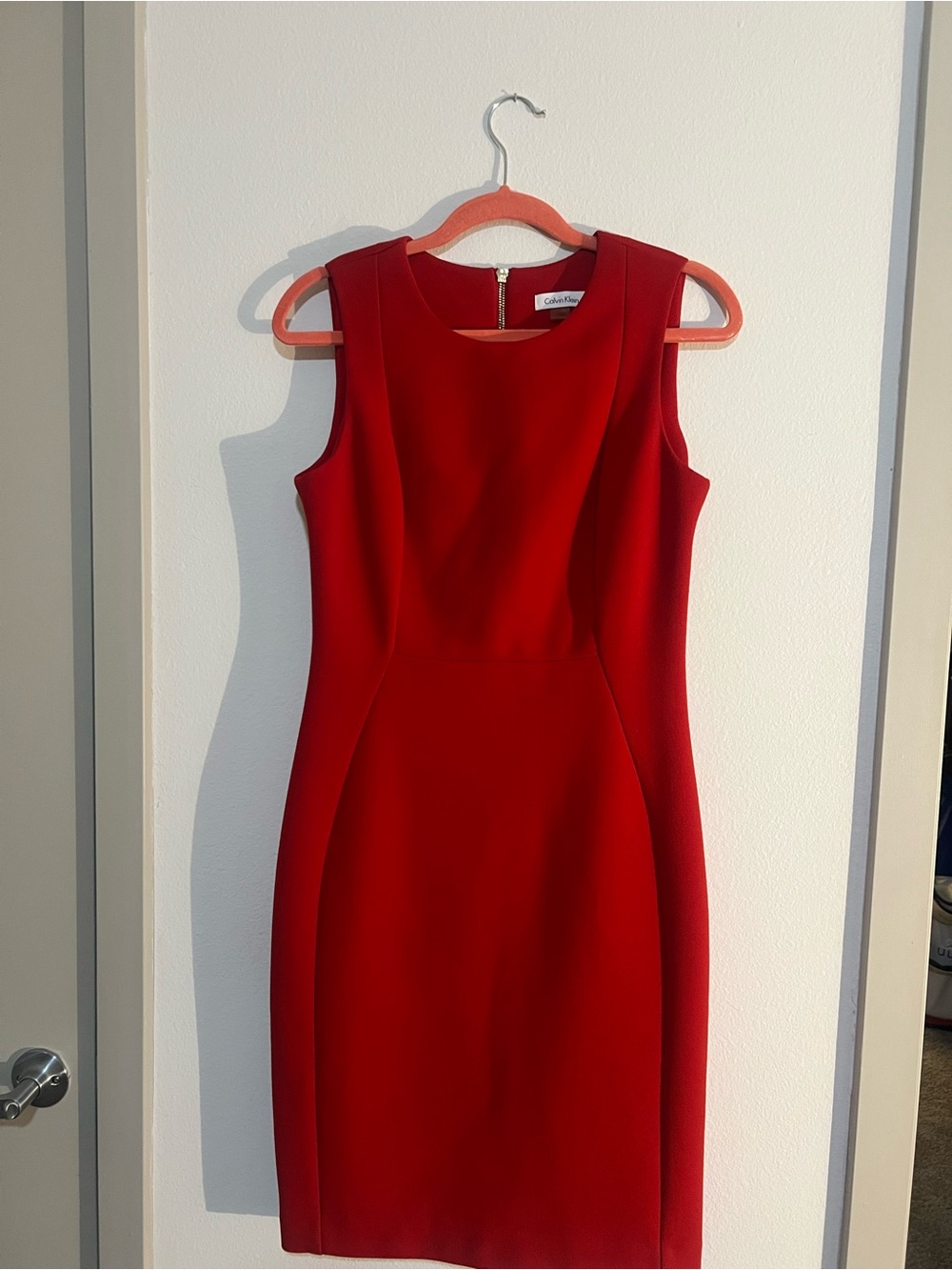 Calvin Klein Red Sleeveless Sheath Dress